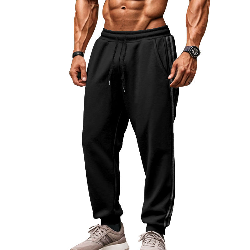 Men's Comfortable Sports Pants with Contrasting Side Inserts and Elastic Waistband Lisslune