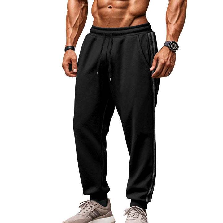 Men's Comfortable Sports Pants with Contrasting Side Inserts and Elastic Waistband Lisslune