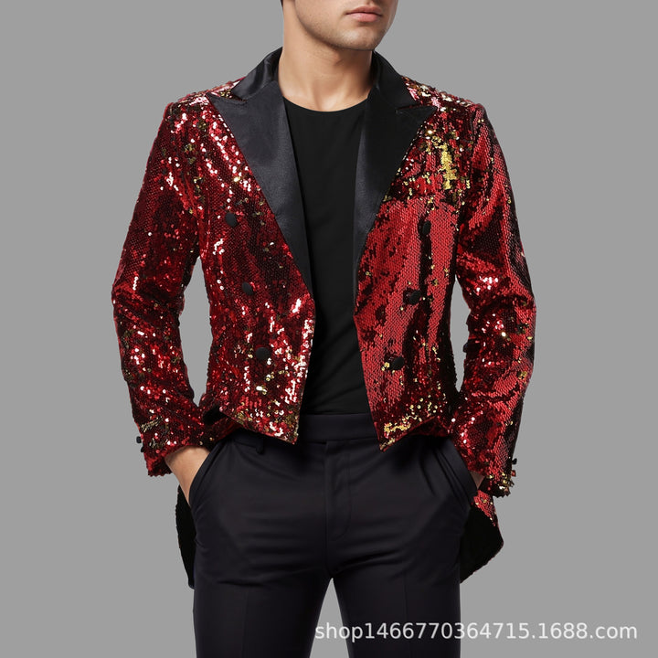 Men's extravagant sequin jacket with satin finish Lisslune