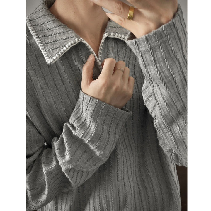 Men's sweater with casual textured design and trendy collar Lisslune