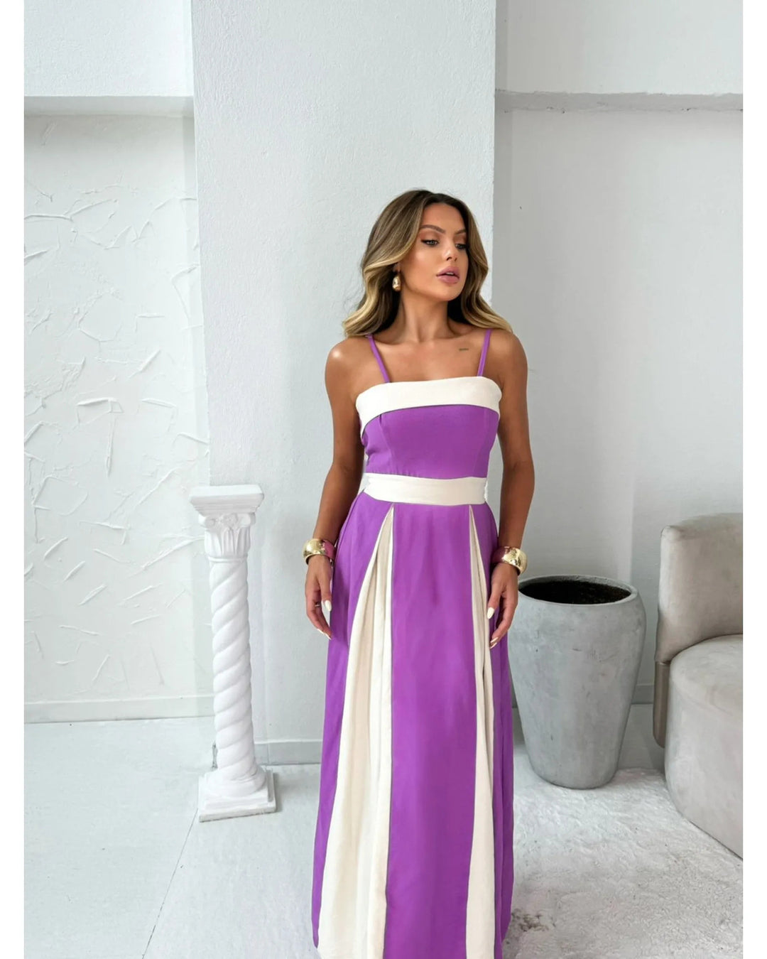 Women's maxi dress with elegant draping Lune London