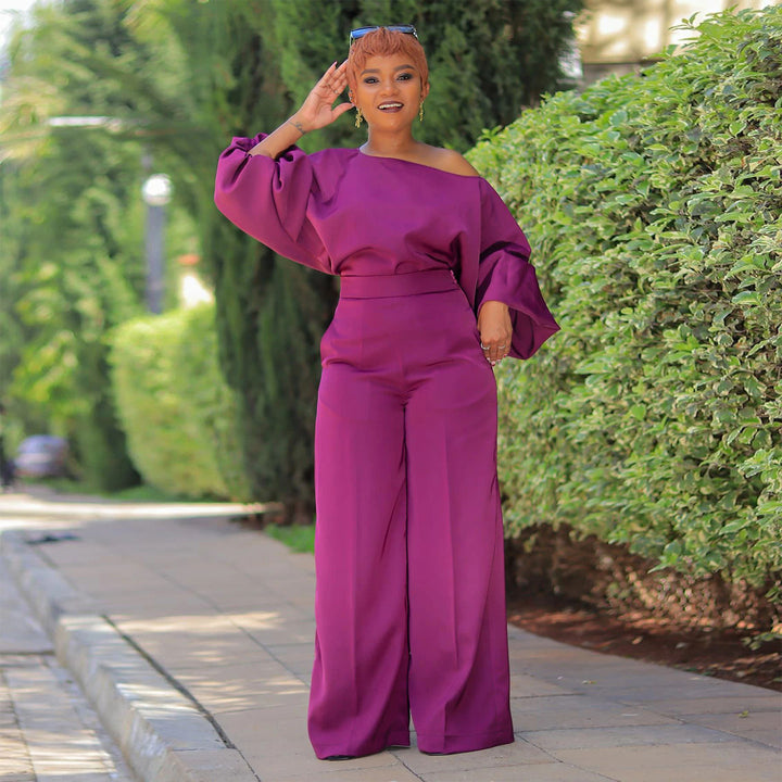 Ladies Elegant Pants with Oversized Sleeves and Wide Leg Lisslune