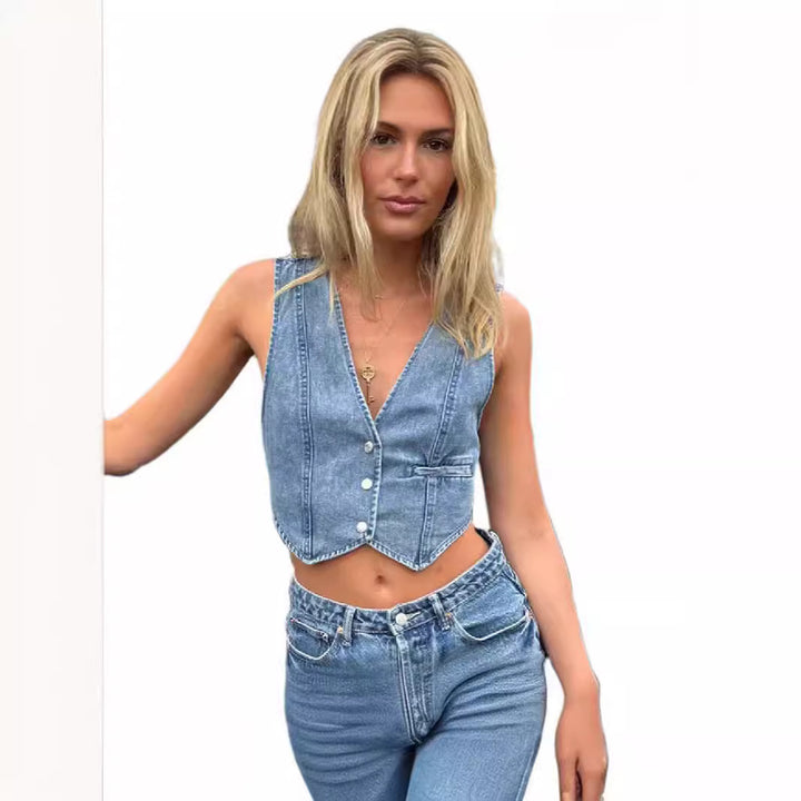 Women's jeans vest with slim fit and modern cut Lisslune