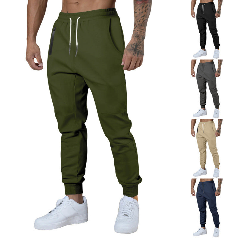 Men's Sporty Jogging Pants with Zipper and Elastic Waistband Lisslune