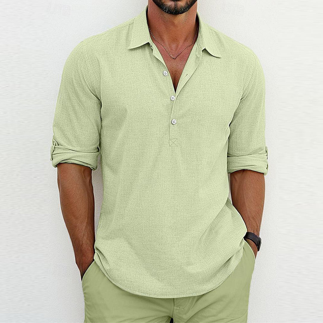 Men's casual long-sleeve shirt with button placket and modern cut Lisslune