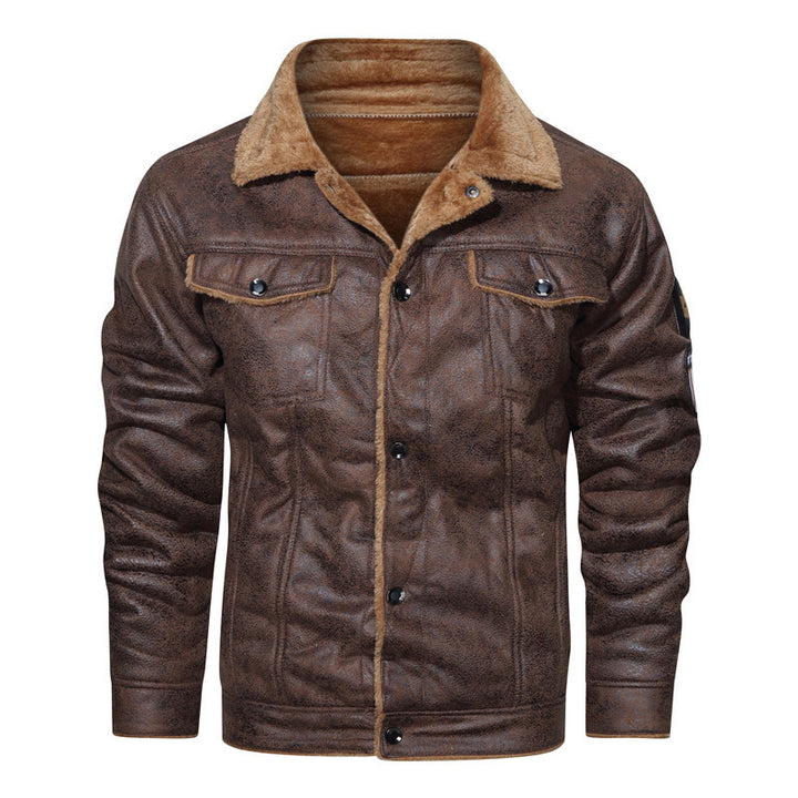 Men's Leather Jacket In Vintage Style with Warm Lining Lisslune