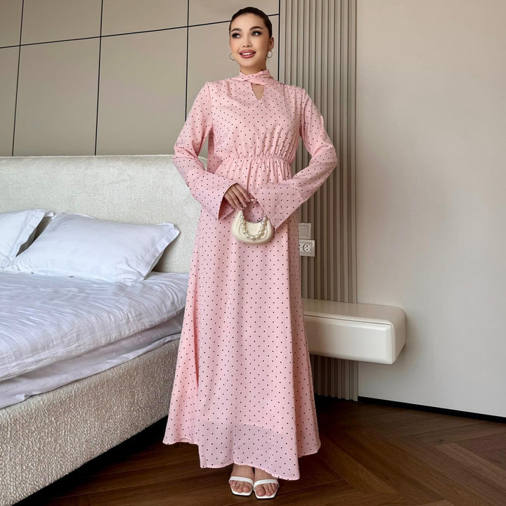 Women's maxi dress with elegant dots and stylish slit Lisslune