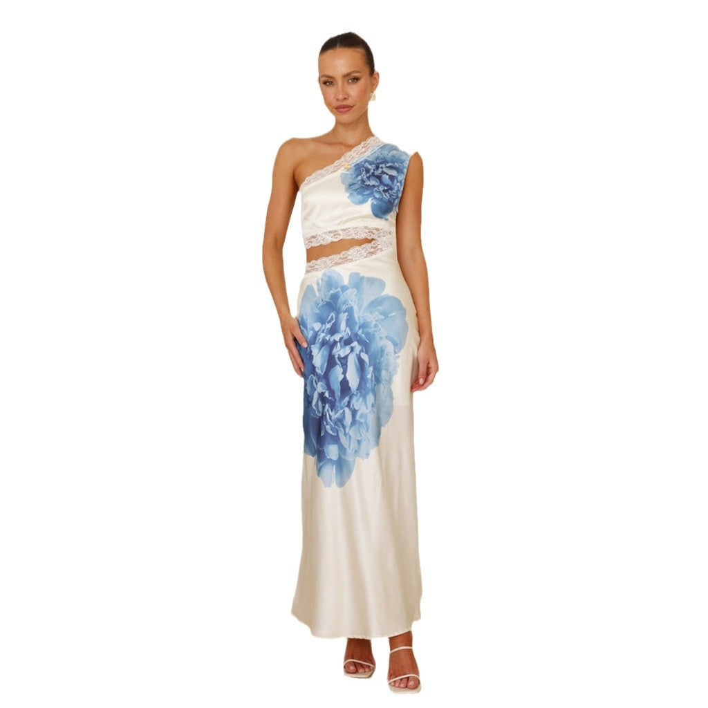 Women's elegant wedding dress with asymmetric design and lace Lisslune