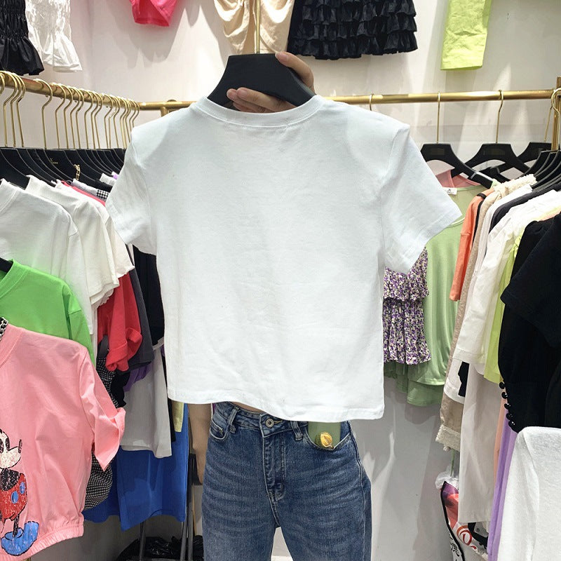 Women's Short-Sleeve T-Shirt with Creative Print Design and Loose Fit