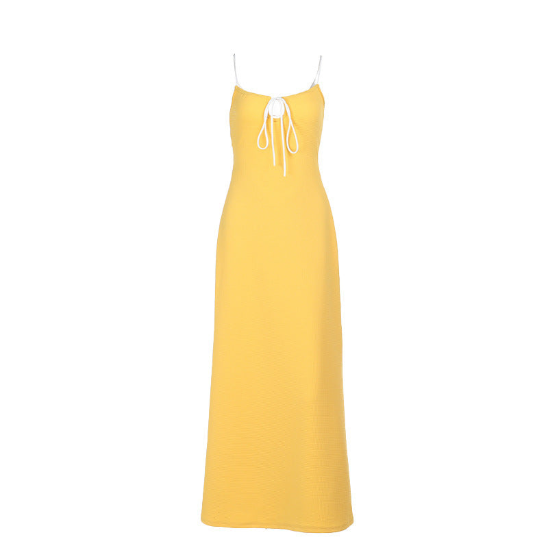 Women's Long Sleeve Maxi Dress with Refined Drawstring and Slim Fit Lune London