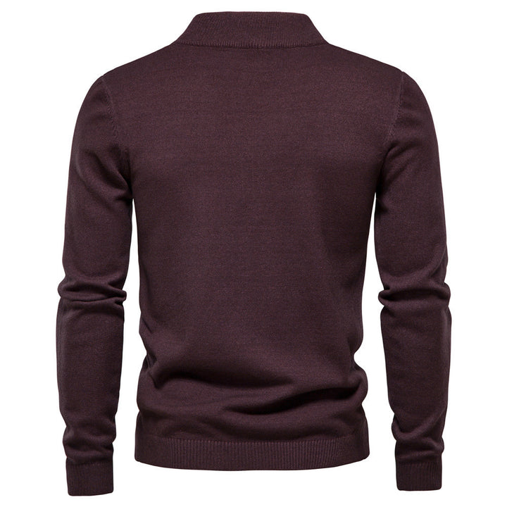 Men's fine knit pullover with high collar and modern design Lisslune