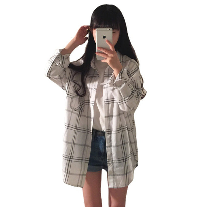 Women's striped overshirt blouse in a casual cut with oversized sleeves
