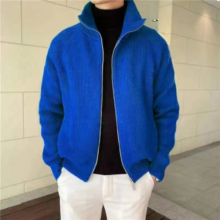 Men's high-quality cardigan with high collar and practical zipper Lisslune