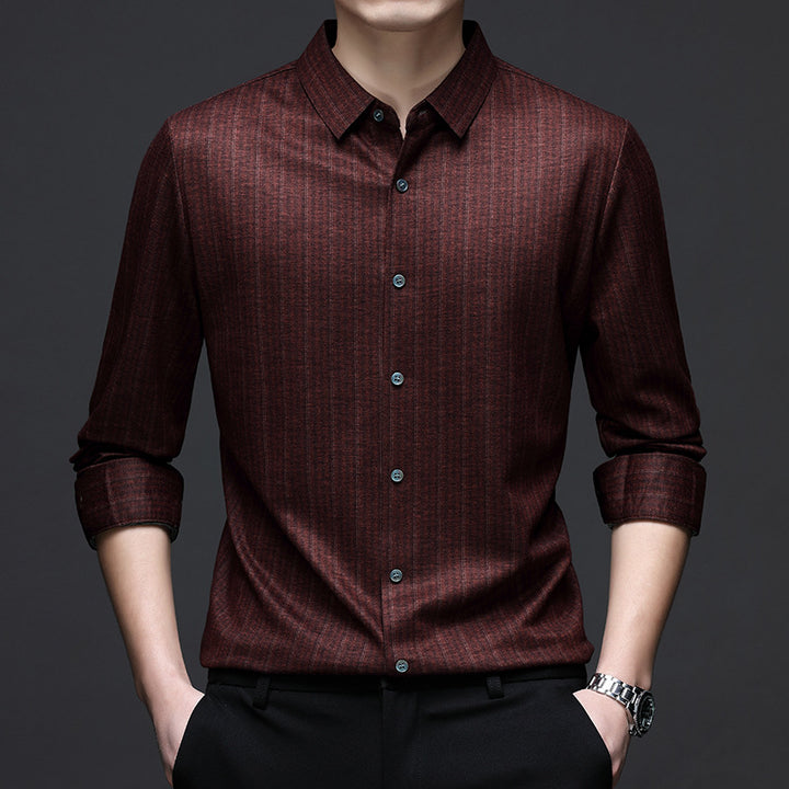Men's long-sleeve shirt with fine striped texture and modern cut Lisslune