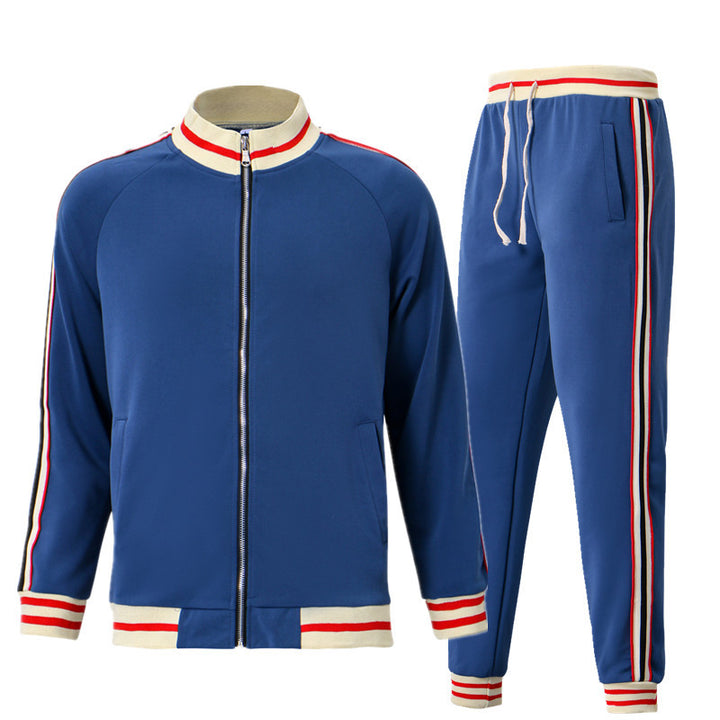 Men's sporty leisure suit set with contrasting stripes Lisslune