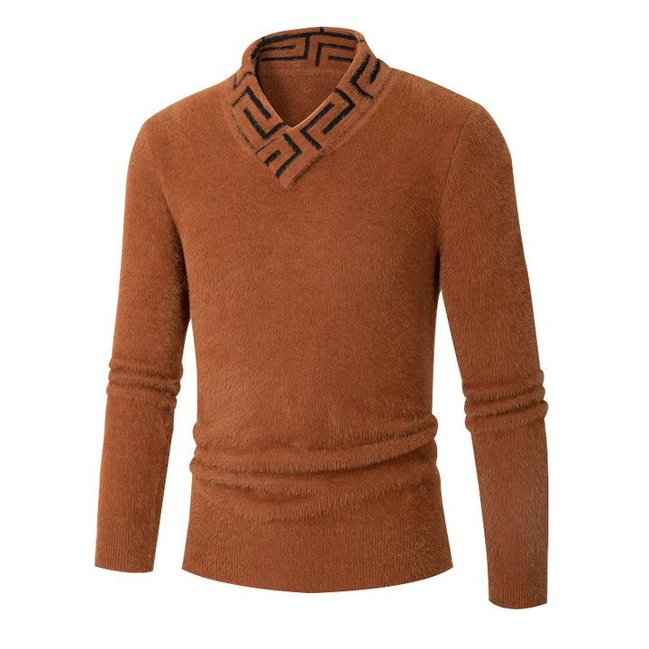 Men's fashionable sweater with stylish stand-up collar and textured design Lisslune