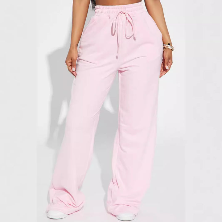 Women's wide sweatpants with elastic waistband and drawstring Lisslune