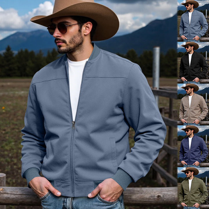 Men's stylish bomber jacket made of high-quality synthetic leather and elastic cuffs Lisslune