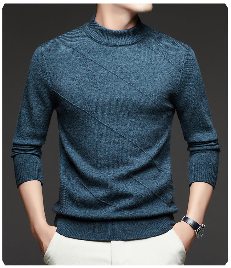 Men's elegant round neck pullover with textured design Lisslune