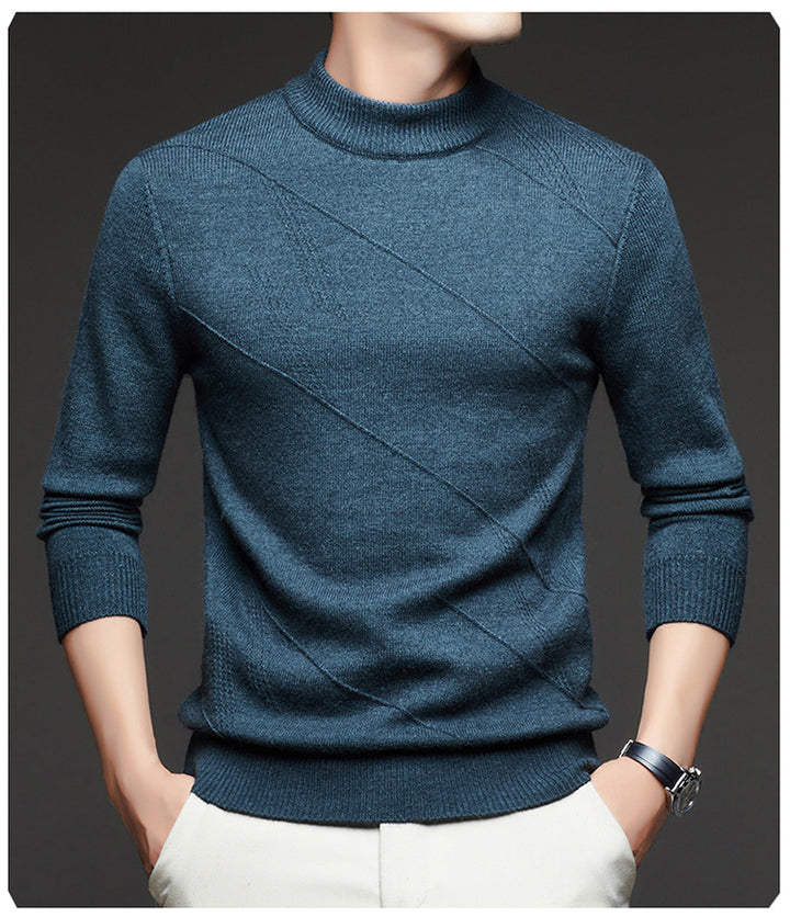 Men's elegant round neck pullover with textured design Lisslune