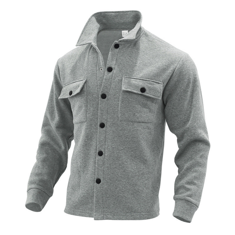 Men's casual shirt jacket with practical pockets and modern stand-up collar Lisslune