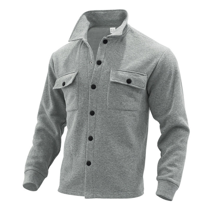 Men's casual shirt jacket with practical pockets and modern stand-up collar Lisslune