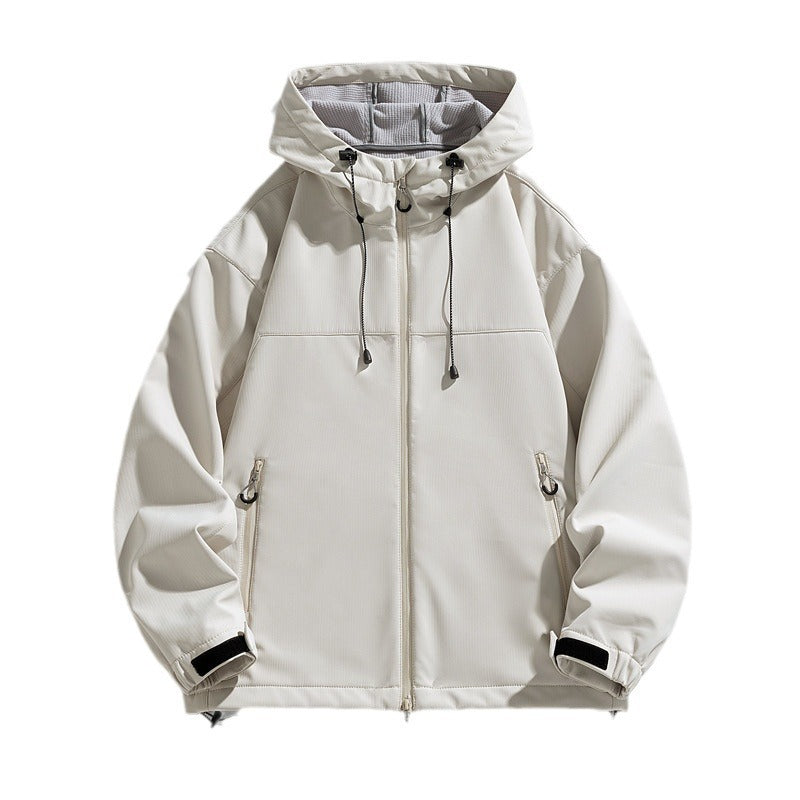 Men's Technical Transitional Jacket with Adjustable Hood Collar and Practical Zip Pockets Lisslune