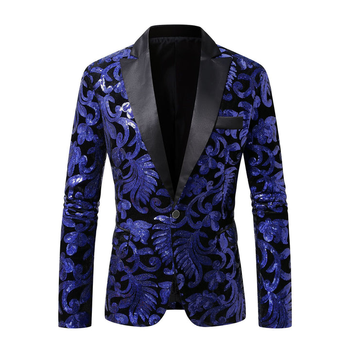 Men's elegant velvet blazer with floral sequin patterns Lisslune