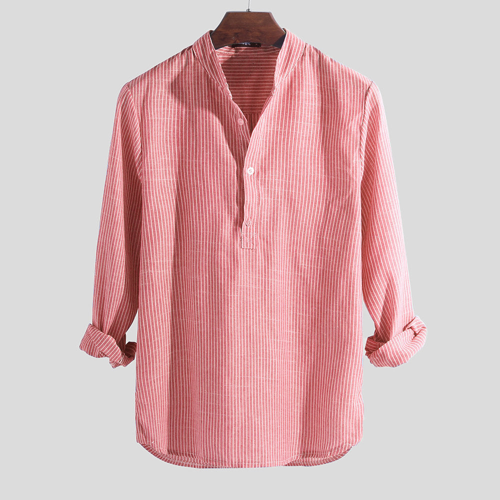 Men's long-sleeve shirt with elegant stripes and fashionable button design Lisslune