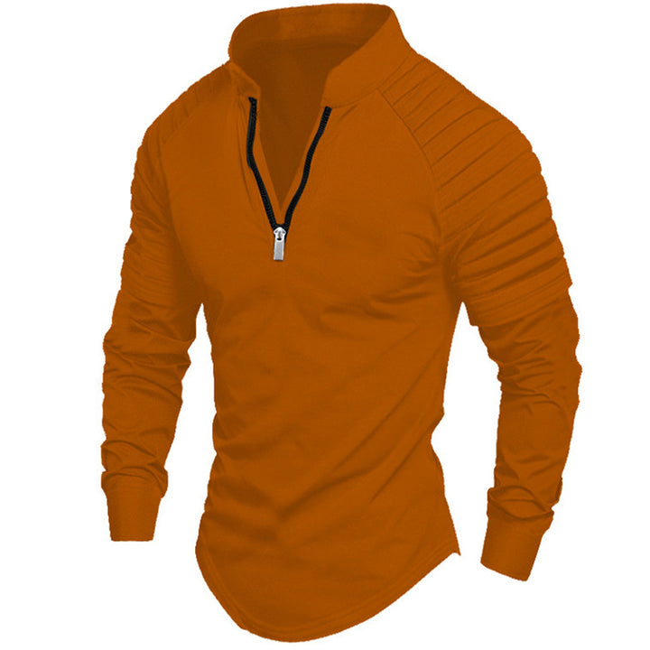 Men's sporty long-sleeve shirt with stand-up collar and zipper Lisslune
