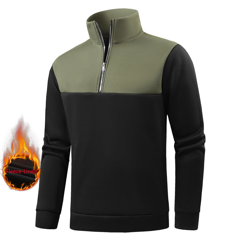 Men's insulated fleece pullover with standing collar and practical zipper Lisslune