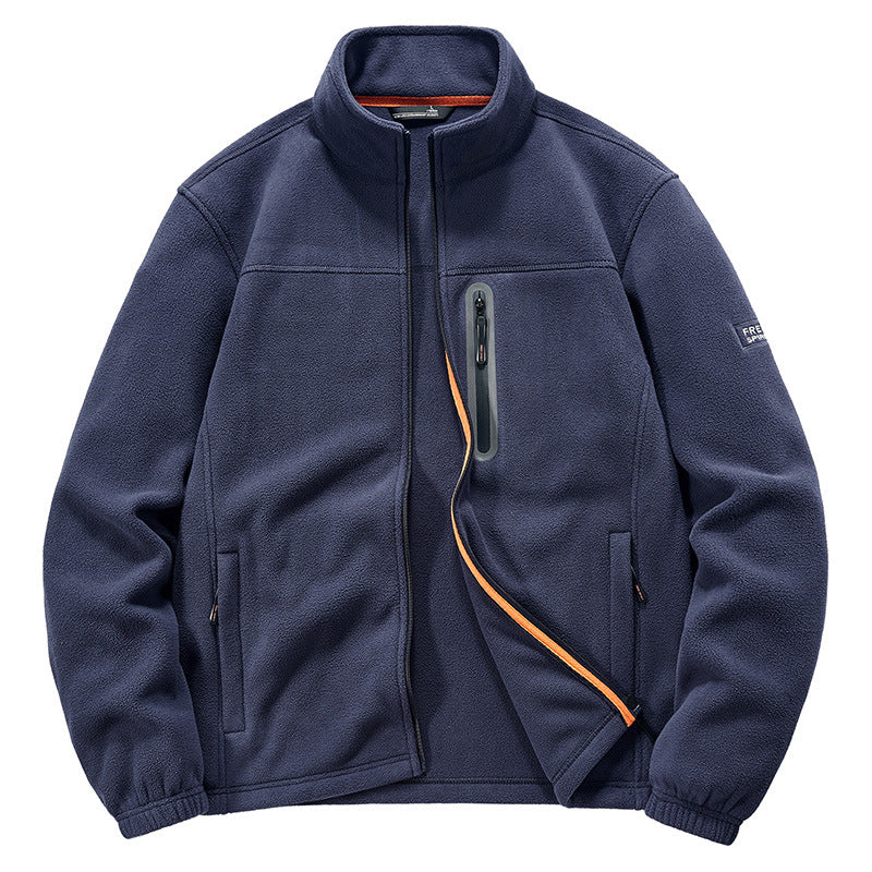 Men's Fleece Jacket with High Collar and Practical Zip Pockets Lisslune