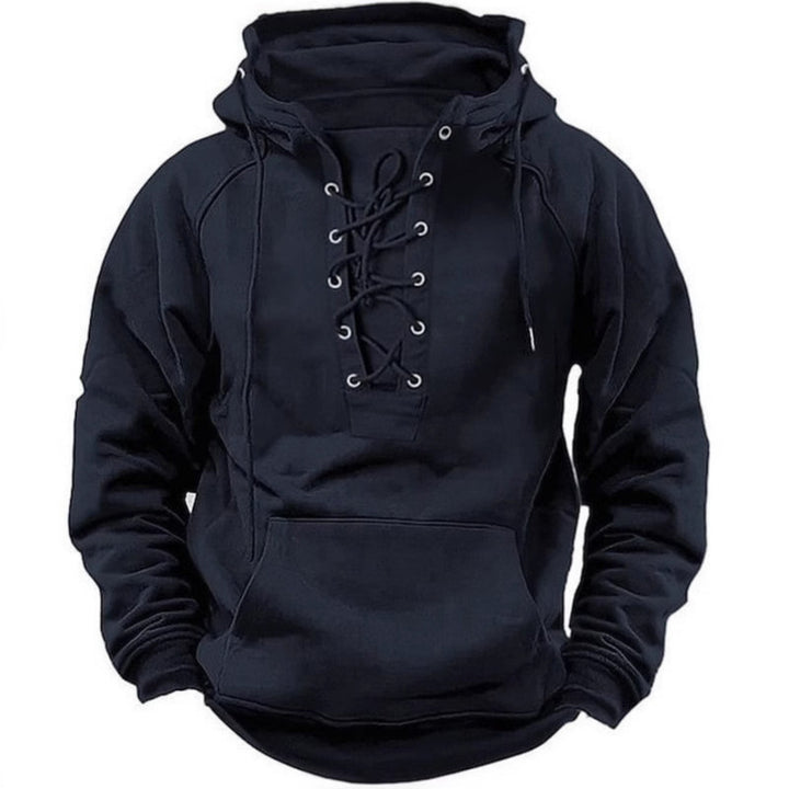 Men's hooded sweatshirt with fashionable lacing and soft inner lining Lisslune