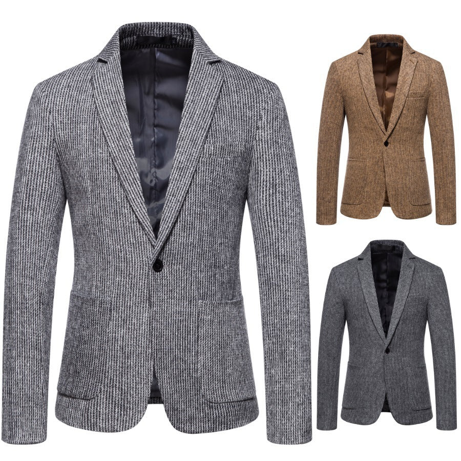 Men's elegant knit blazer with textured design and slim fit Lisslune