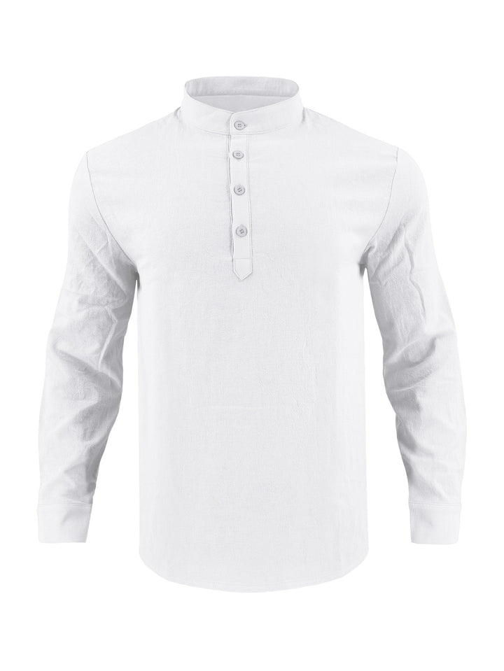 Men's elegant long-sleeve shirt with fashionable standing collar and structured surface Lisslune