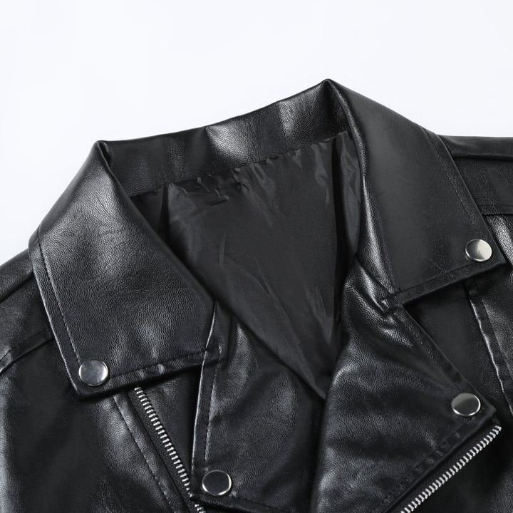Men's biker leather jacket with asymmetric zipper and practical pockets Lisslune