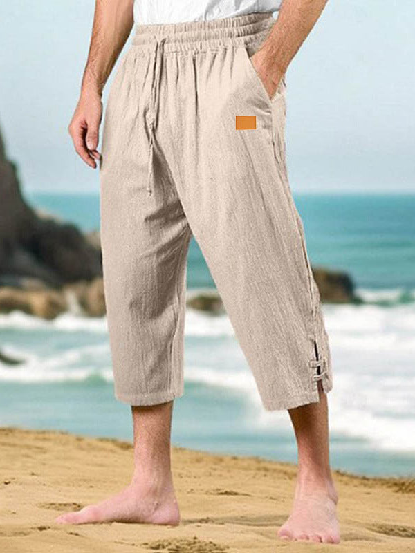 Men's leisure pants made of breathable cotton with adjustable drawstring Lisslune
