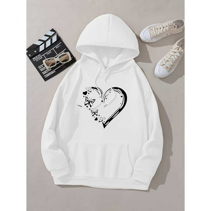 Women's hooded sweatshirt with floral heart and butterfly design Lisslune
