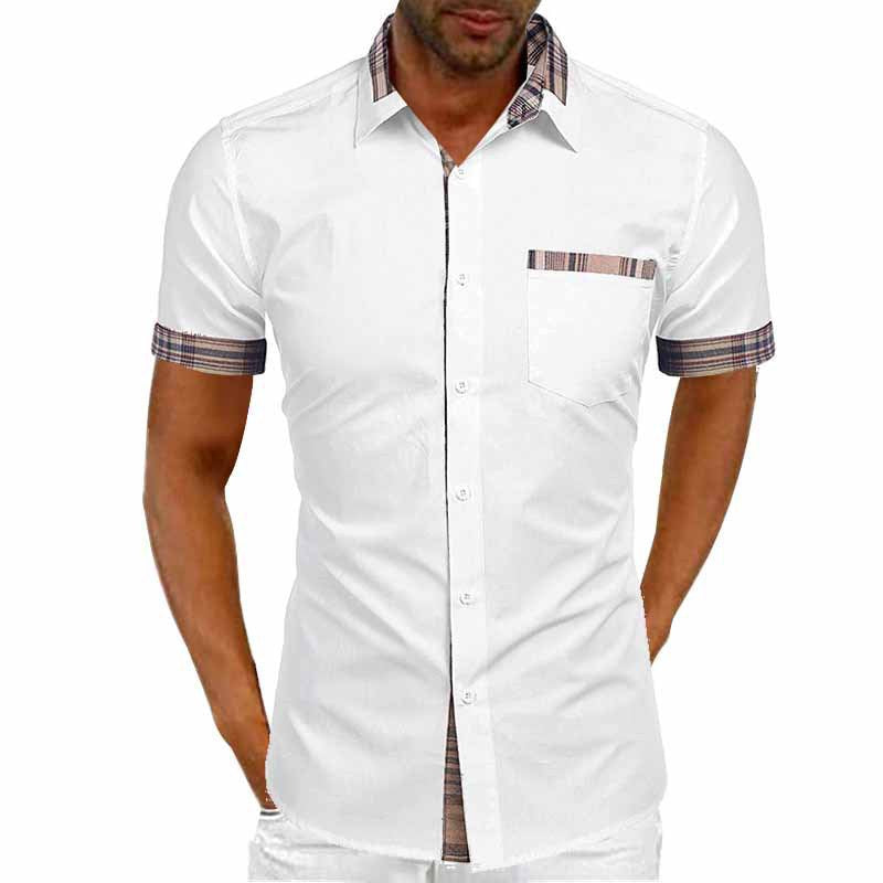 Men's short-sleeve shirt with modern check design and practical patch pocket Lisslune