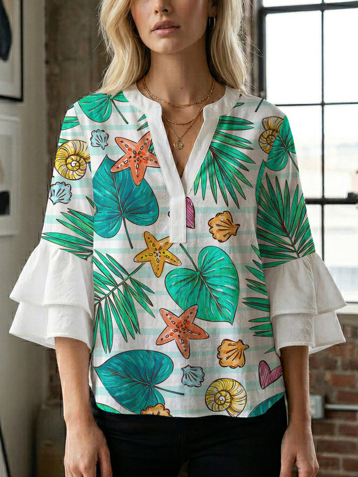 Women's blouse with voluminous ruffled sleeves and modern design Lisslune