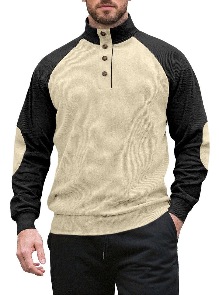 Men's knitted sweater with modern stand-up collar and button placket Lisslune