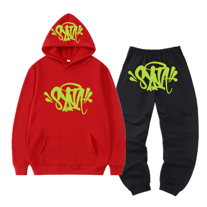 Ladies hoodie and jogger set with creative graffiti design Lisslune