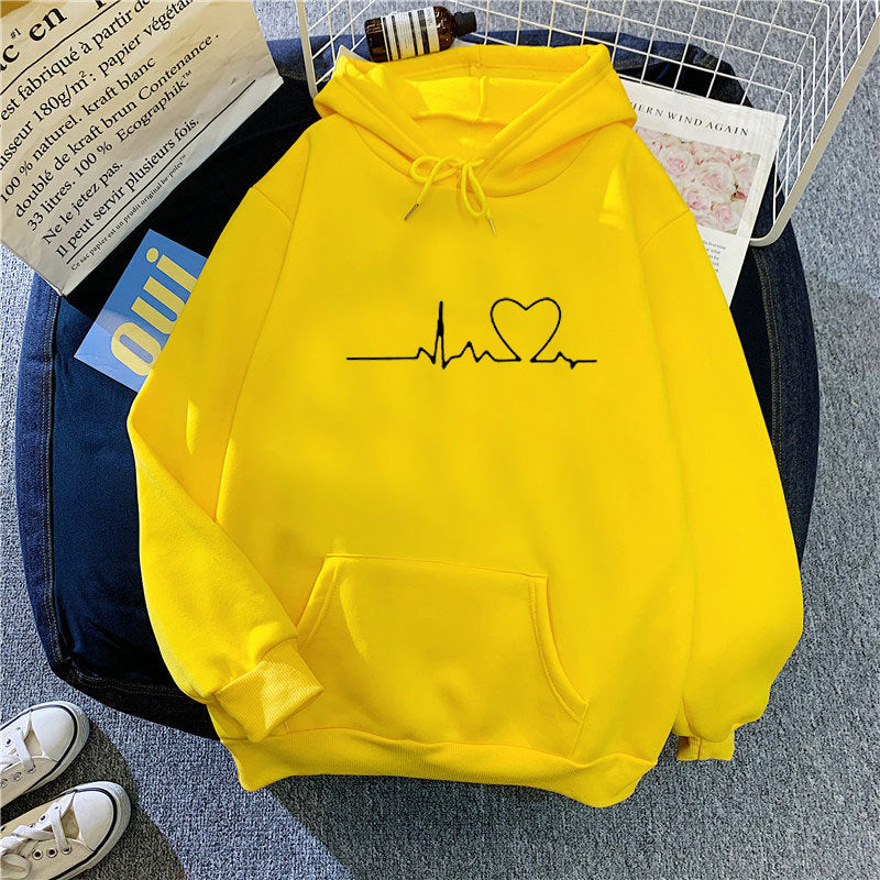 Women's hoodie with heart beat motif Lisslune