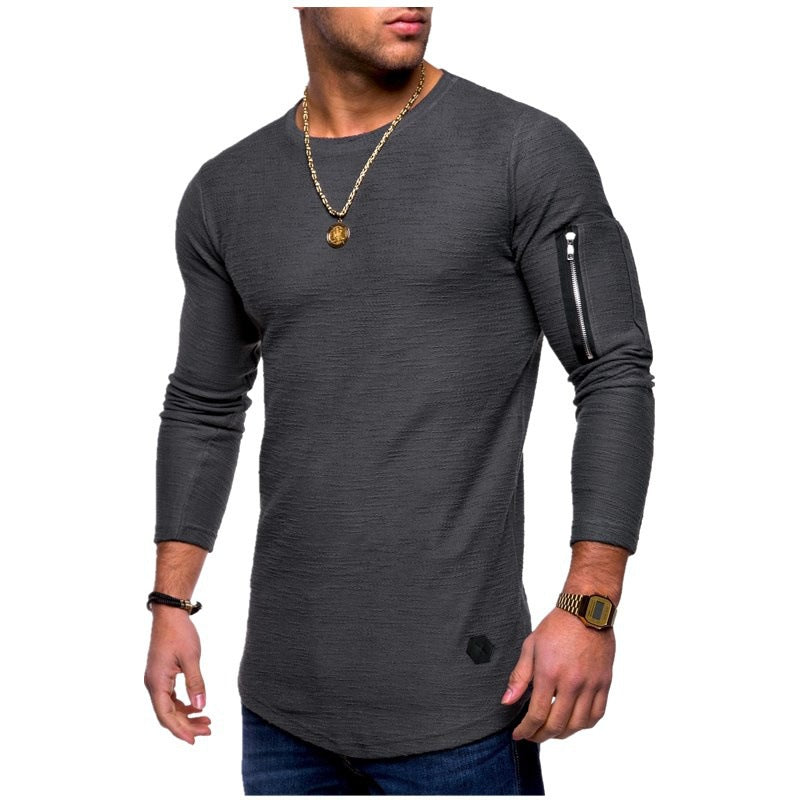 Men's long-sleeve shirt with modern texture pattern and practical arm pocket Lisslune