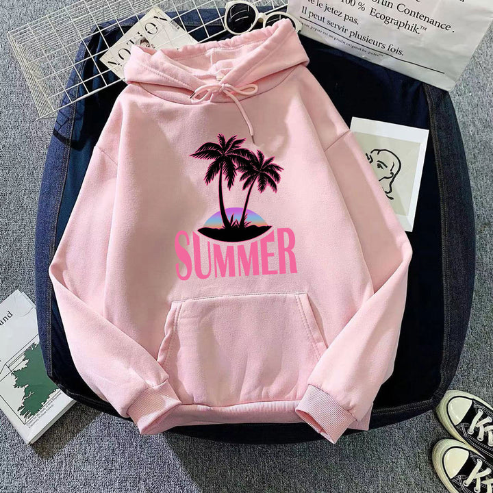 Women's hoodie with summer motif and tropical palm print Lisslune