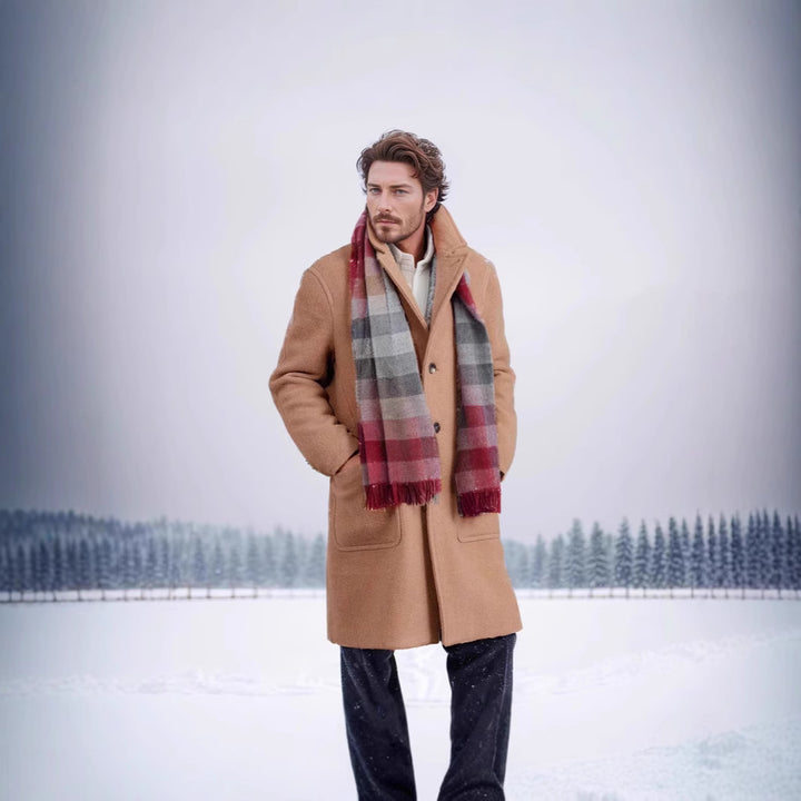 Men's elegant sheepskin coat with textured upper material and practical closure Lisslune