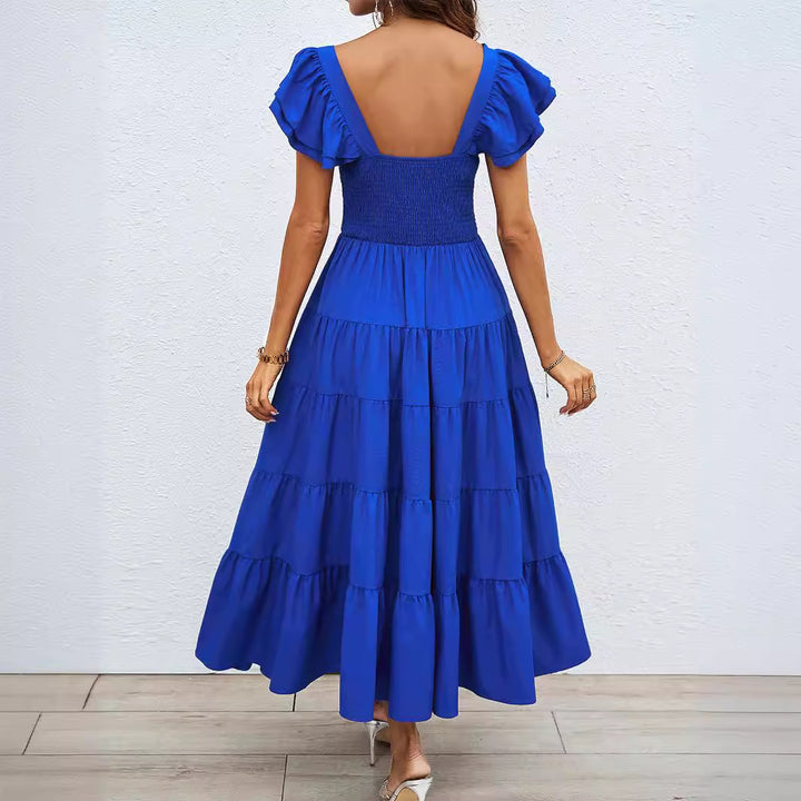 Ladies maxi dress with voluminous ruffle details and swinging skirt Lisslune