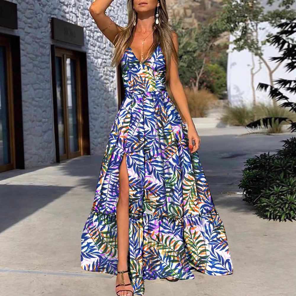 Women’s maxi dress with tropical print and voluminous skirt Lisslune