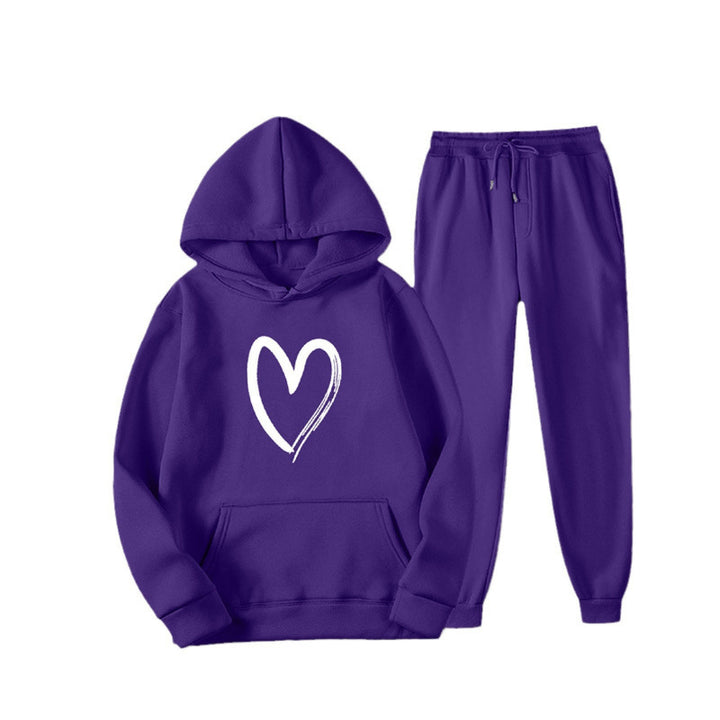 Women's sweatsuit with kangaroo pocket and heart-shaped print Lisslune