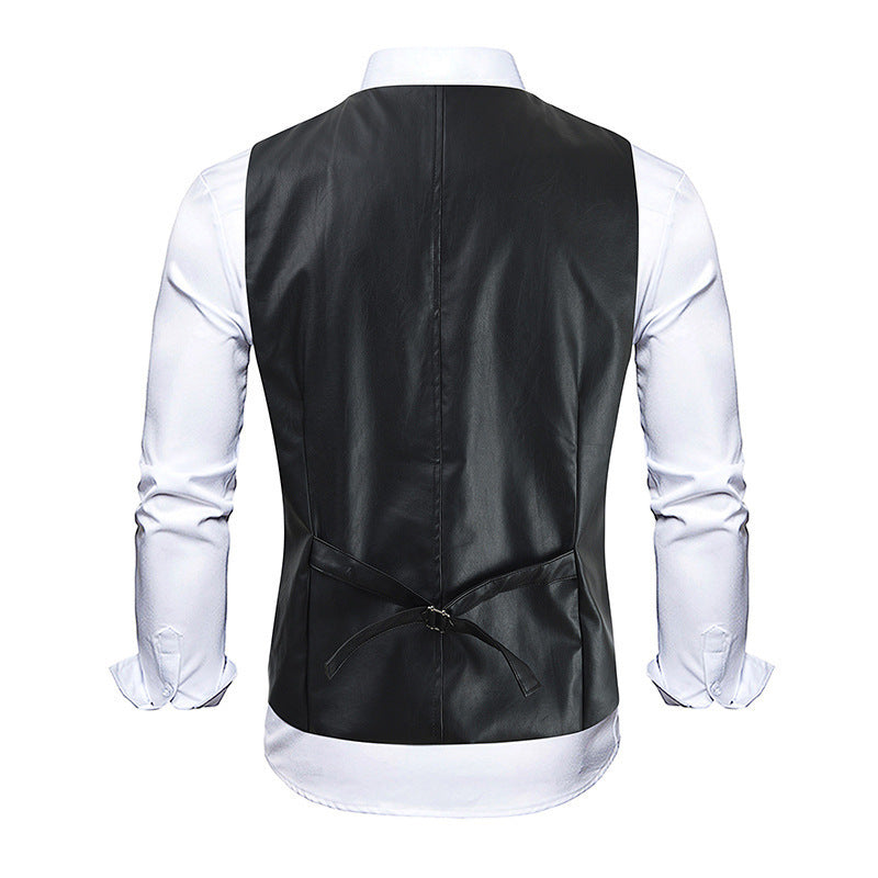 Men's elegant synthetic leather vest Lisslune